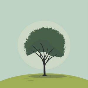A green, healthy tree shining on a hill